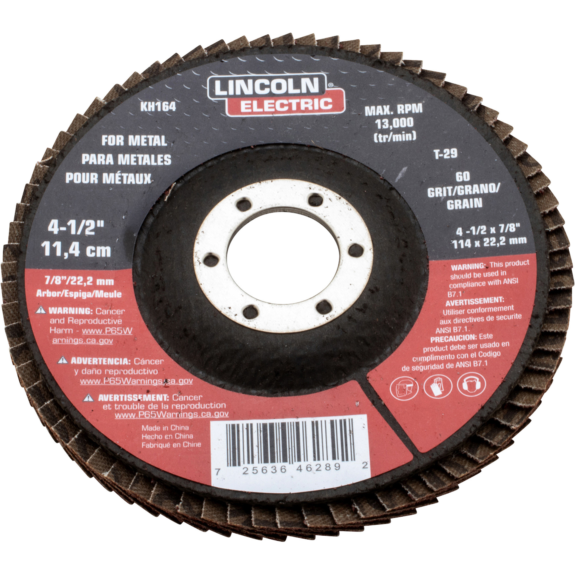 Lincoln Electric Grinding Flap Disc 4 5in Dia 60 Grit Model KH164